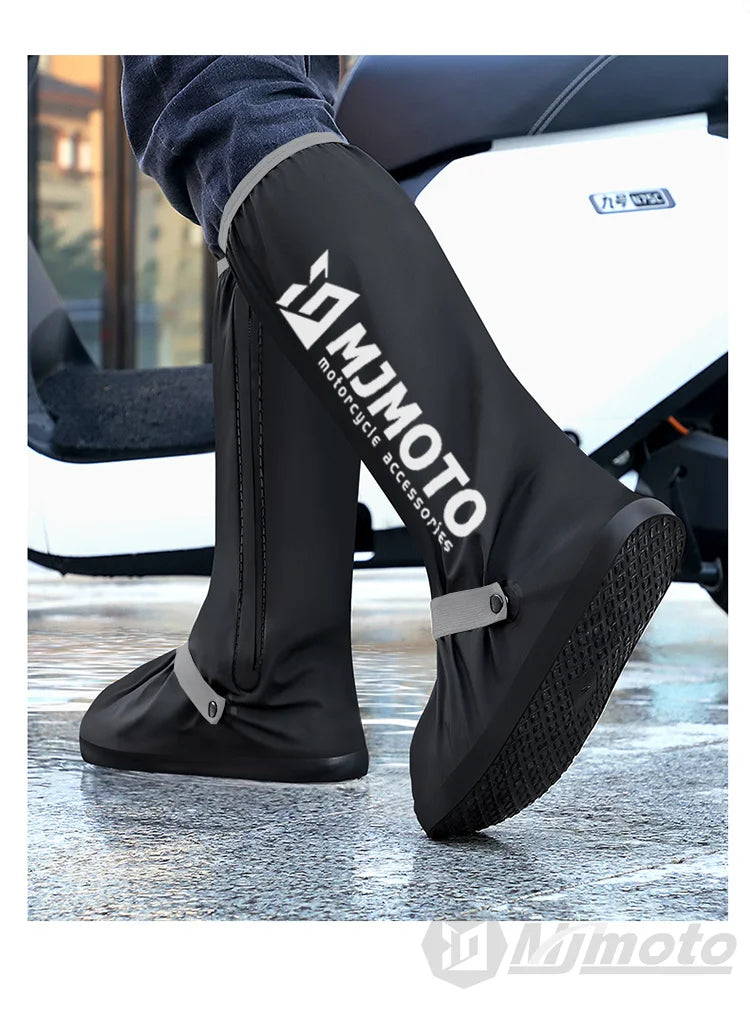 Motorcycle shoe cover BikerZoneZ, black waterproof non-slip boot covers with gray straps on Tampa Home & Garden Store