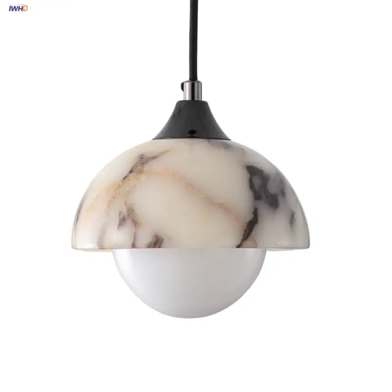 DecorBites LED Pendant Lamp with marble-pattern dome shade and white globe on Tampa Home & Garden Store