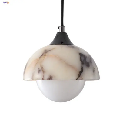 DecorBites LED Pendant Lamp with marble-pattern dome shade and white globe on Tampa Home & Garden Store