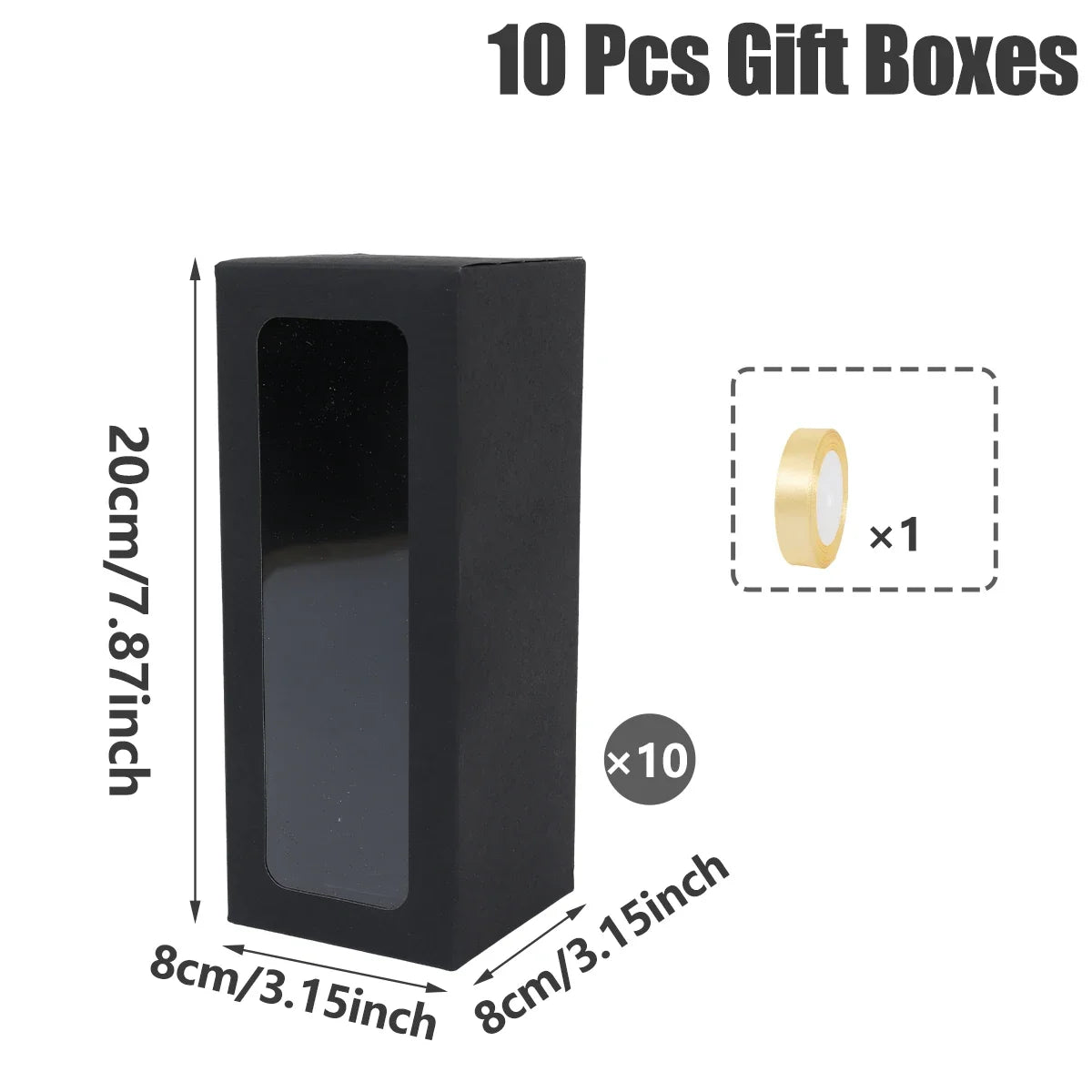 Gift boxes 10pcs black with clear window display Perfecsy on Tampa Home & Garden Store