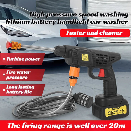 Cordless pressure washer handheld spray gun by UpTrend Deals, black with orange nozzle on Tampa Home & Garden Store
