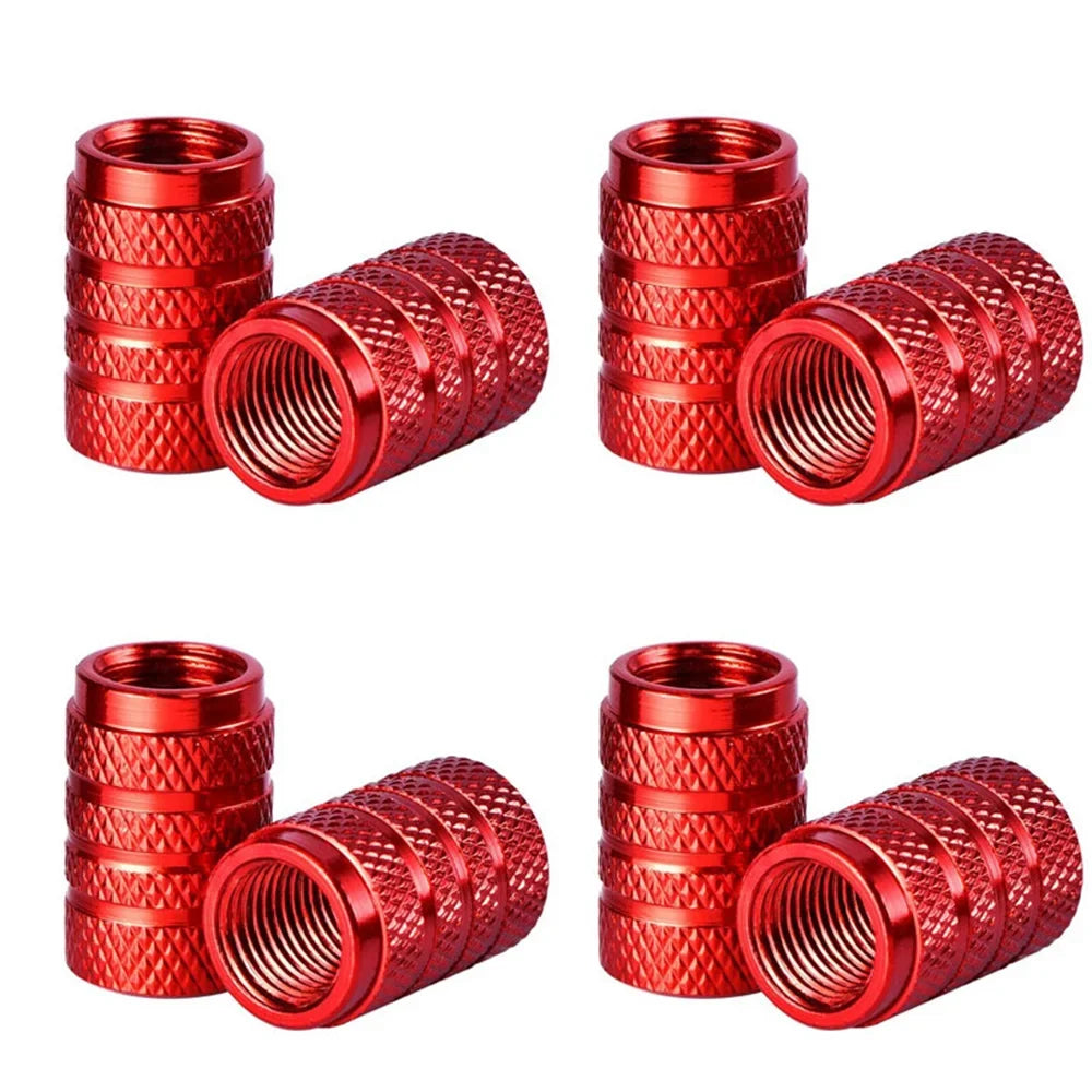 4pcs red knurled valve stem caps set for motor vehicle tire accessories on Tampa Home & Garden Store