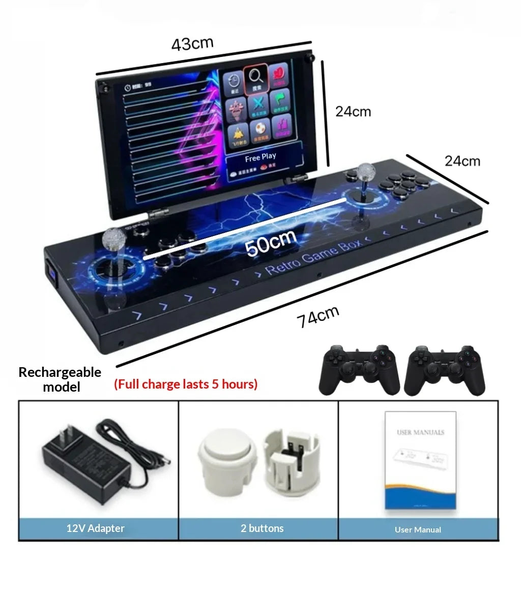 Joystick game console with folding screen and dual joysticks, black with blue neon by FLIPSTYLEZLLC, 2 controllers on Tampa Home & Garden Store