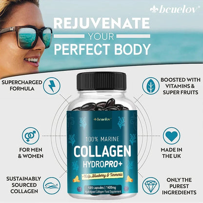 Hydrolyzed Marine Collagen HYDROPRO+ by Silcy Skin, bottle, 120 capsules on Tampa Home & Garden Store