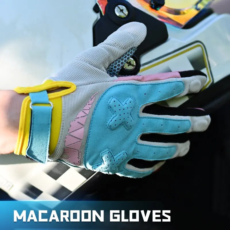 Touch Screen Gloves unisex four-color motorcycle glove with blue palm and yellow strap on Tampa Home & Garden Store
