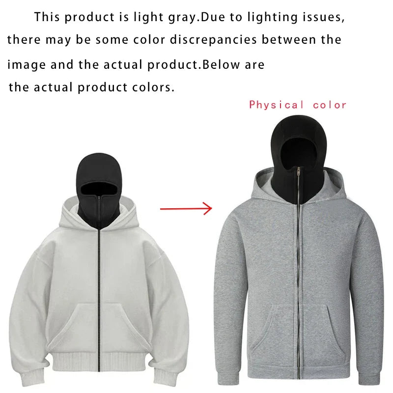 Men's Balaclava Zip Hoodie UpTrend Deals, white and gray, 2-piece set on Tampa Home & Garden Store