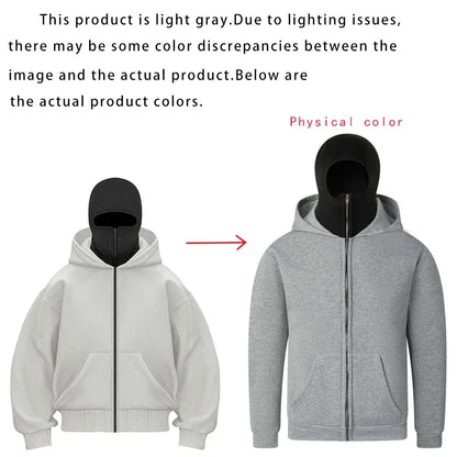 Men's Balaclava Zip Hoodie UpTrend Deals, white and gray, 2-piece set on Tampa Home & Garden Store