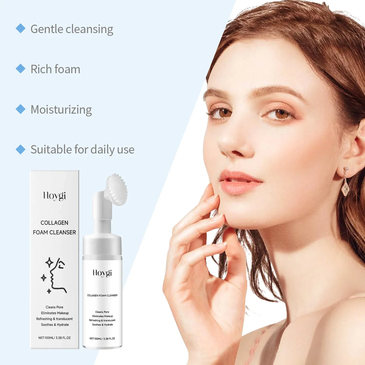 Silcy Skin collagen foam cleanser bottle with pump beside white box on pale blue background on Tampa Home & Garden Store