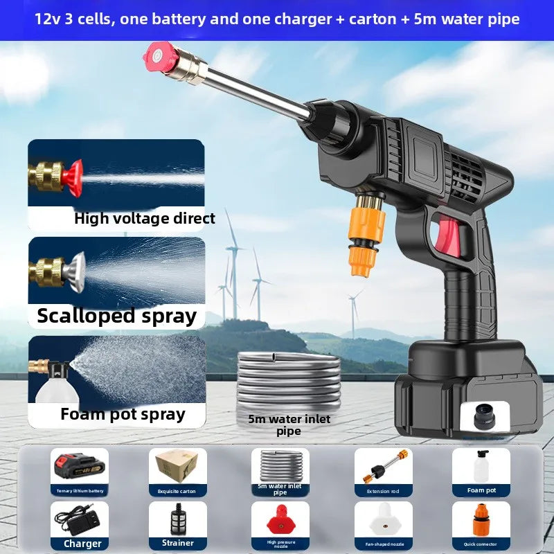 Rechargeable high-pressure water gun car wash sprayer UpTrend Deals cordless 12V orange nozzle on Tampa Home & Garden Store