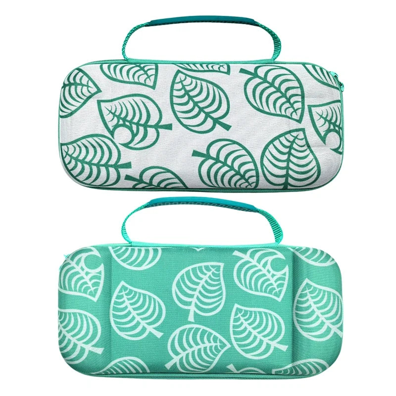 2 hard Nintendo Switch 2 carrying cases with teal leaf patterns and handles by FLIPSTYLEZLLC on Tampa Home & Garden Store