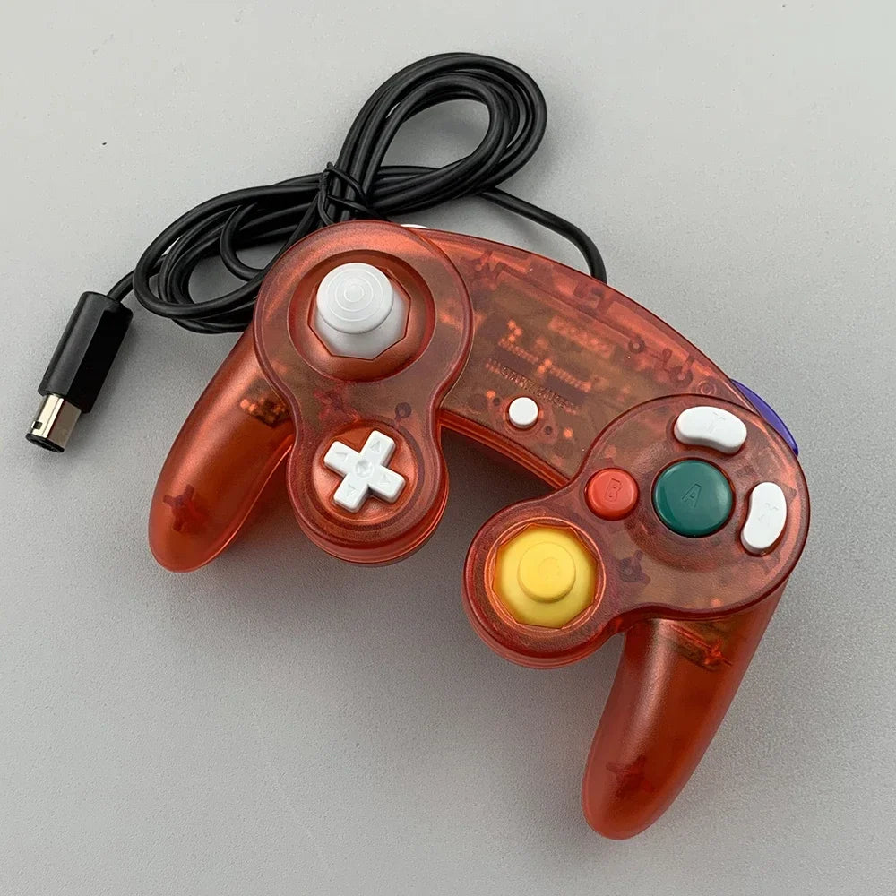 New wired GameCube controller translucent red shell with white D-pad and yellow C-stick for NGC on Tampa Home & Garden Store