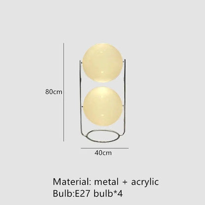 DecorBites LED Floor Lamp chrome metal frame with 2 white acrylic globes, 4x E27 bulbs on Tampa Home & Garden Store