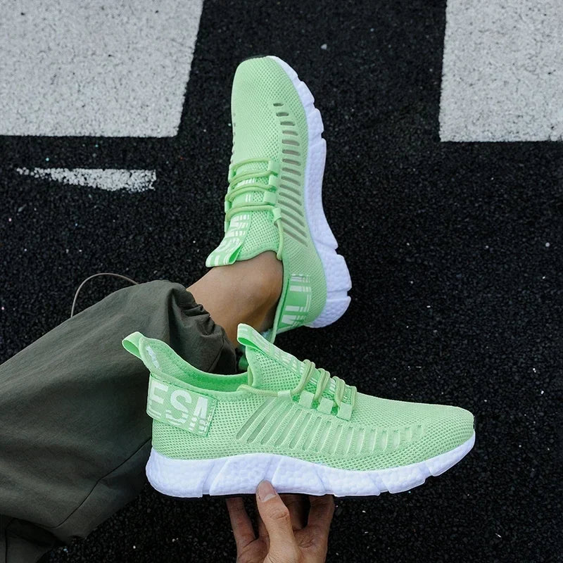 Training Sneakers EstaliosFit lime green breathable mesh athletic shoes with white sole on Tampa Home & Garden Store
