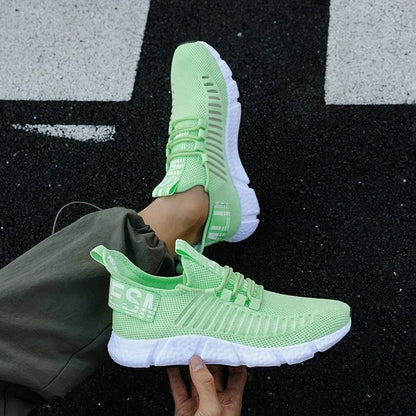 Training Sneakers EstaliosFit lime green breathable mesh athletic shoes with white sole on Tampa Home & Garden Store