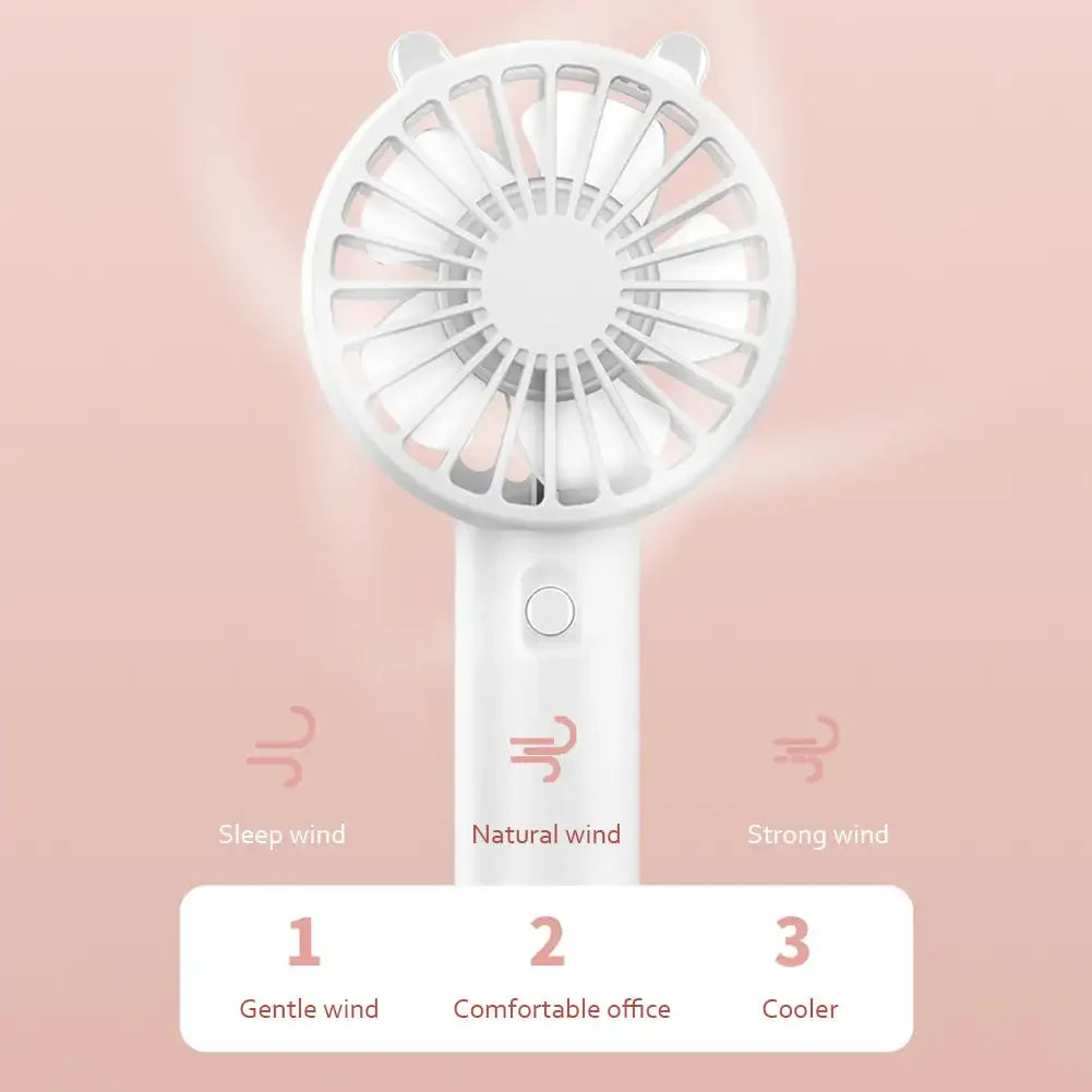 Portable Hand Fan | Mini Handheld Fan with 3-Speed Airflow Control | USB Rechargeable for On-the-Go Comfort