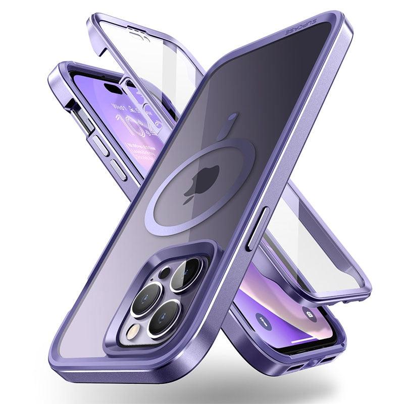 Stevvex iPhone 14 Pro Max Case 6.7 purple clear protective slim frame with screen protector on Tampa Home & Garden Store