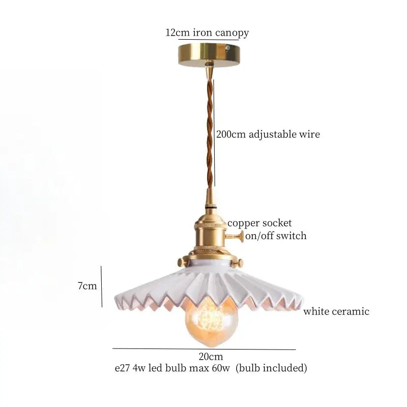 DecorBites lotus flower ceramic LED pendant lampshade white ceramic with copper socket and cord on Tampa Home & Garden Store