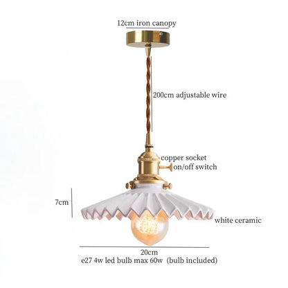 DecorBites lotus flower ceramic LED pendant lampshade white ceramic with copper socket and cord on Tampa Home & Garden Store