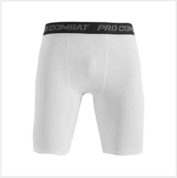 Men's quick-dry compression shorts white with black elastic waistband for running on Tampa Home & Garden Store