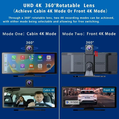 10.26-inch black CarPlay screen with wireless stereo, 360 rotating lens cabin/front 4K modes on Tampa Home & Garden Store