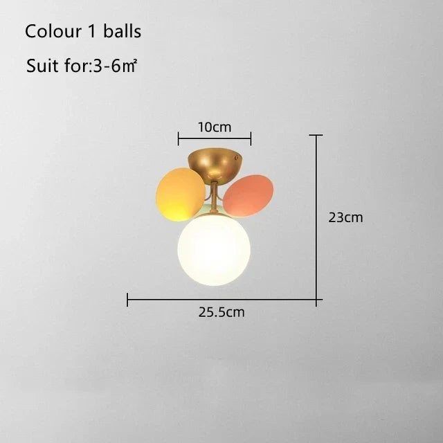 DecorBites Kids LED Ceiling Light chandelier with brass iron frame and 3 glass balls white globe on Tampa Home & Garden Store