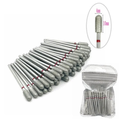 50pc diamond nail drill bit set by Silcy Skin for manicure, silver glitter bits in storage pouch on Tampa Home & Garden Store