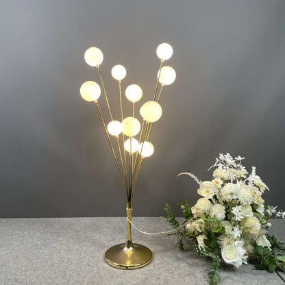 DecorBites LED Apple Tree ball lights on gold stand with warm white globes, wedding decor on Tampa Home & Garden Store