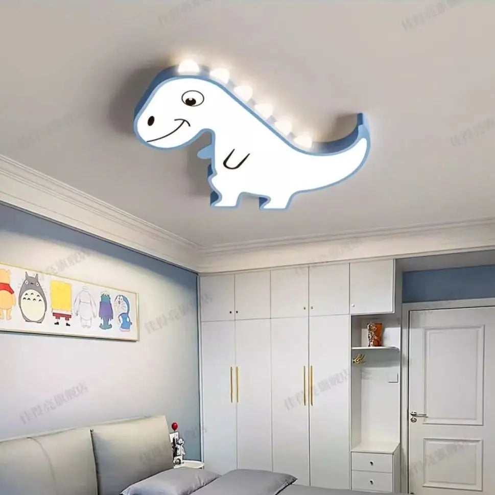 DecorBites Kids Room Ceiling Lamp dinosaur-shaped blue trim full-spectrum LED lights on Tampa Home & Garden Store