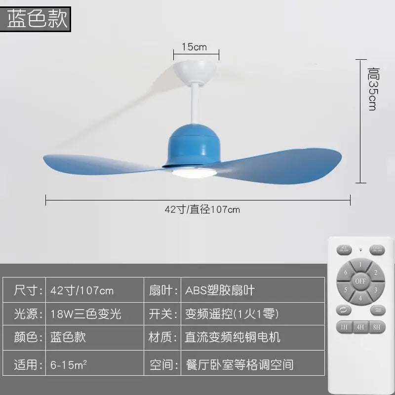 DecorBites Kids Double Leaf Ceiling Fan Light blue blades silent operation remote on Tampa Home & Garden Store