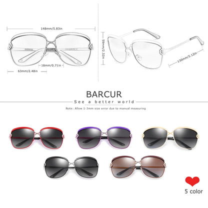 BARCUR sunglasses by Stevvex with polarized square metal frames UV400, 5 color options on Tampa Home & Garden Store