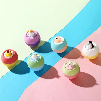 Bath bombs for kids 6-pack with surprise toys inside, pastel colorful spheres with tiny animal figures on Tampa Home & Garden Store
