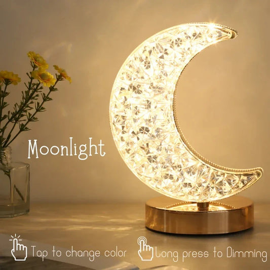 Crystal Touch LED Night Light – USB Dimmable Moon Lamp for Bedroom & Girls Room - Tampa Home & Garden Store