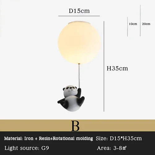 DecorBites Kids Bear LED ceiling chandelier with amber globe and gray bear figure on Tampa Home & Garden Store