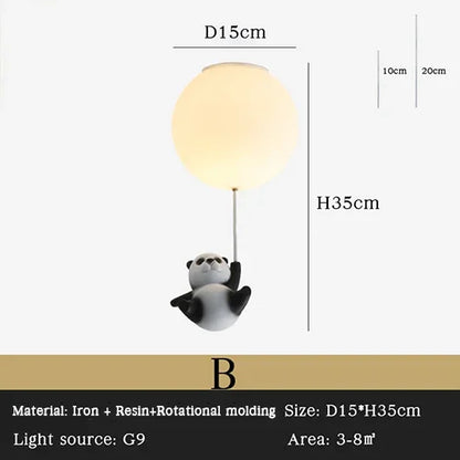 DecorBites Kids Bear LED ceiling chandelier with amber globe and gray bear figure on Tampa Home & Garden Store