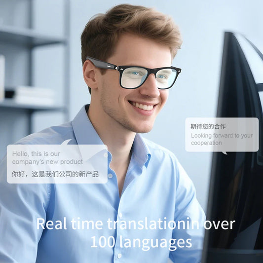 AI Translation Smart Glasses Bluetooth Music Headphones 130 Languages Travel - Tampa Home & Garden Store