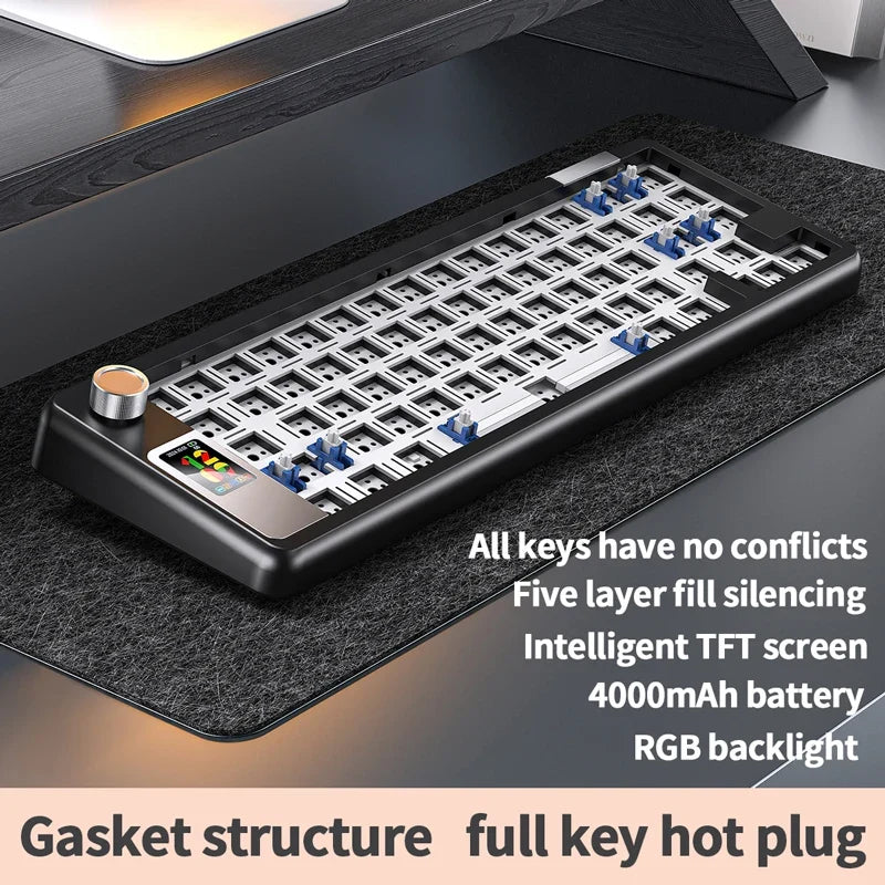 Hot-swappable mechanical keyboard kit with gasket structure and RGB backlight, blue switches on Tampa Home & Garden Store