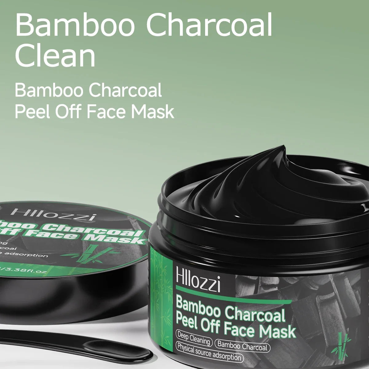 Bamboo Charcoal Peel Off Face Mask Hillozzi jar with black gel mask and green label on Tampa Home & Garden Store