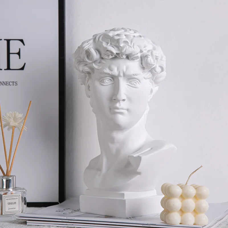 White David head bust resin statue, modern abstract home decor sculpture on Tampa Home & Garden Store
