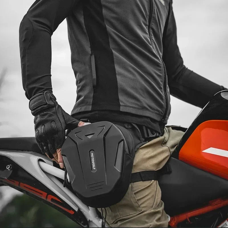 Motorcycle leg-side hard shell fanny pack black/gray by BikerZoneZ on Tampa Home & Garden Store