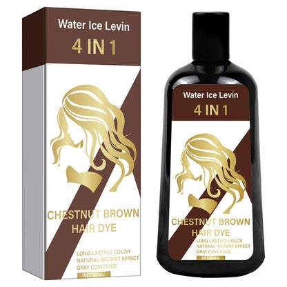 Chestnut Brown Hair Dye 4 in 1 bottle & box, Silcy Skin brown white gold packaging gray coverage on Tampa Home & Garden Store