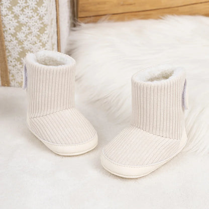 Newborn Winter Boots pair cream corduroy booties with plush lining UpTrend Deals on Tampa Home & Garden Store