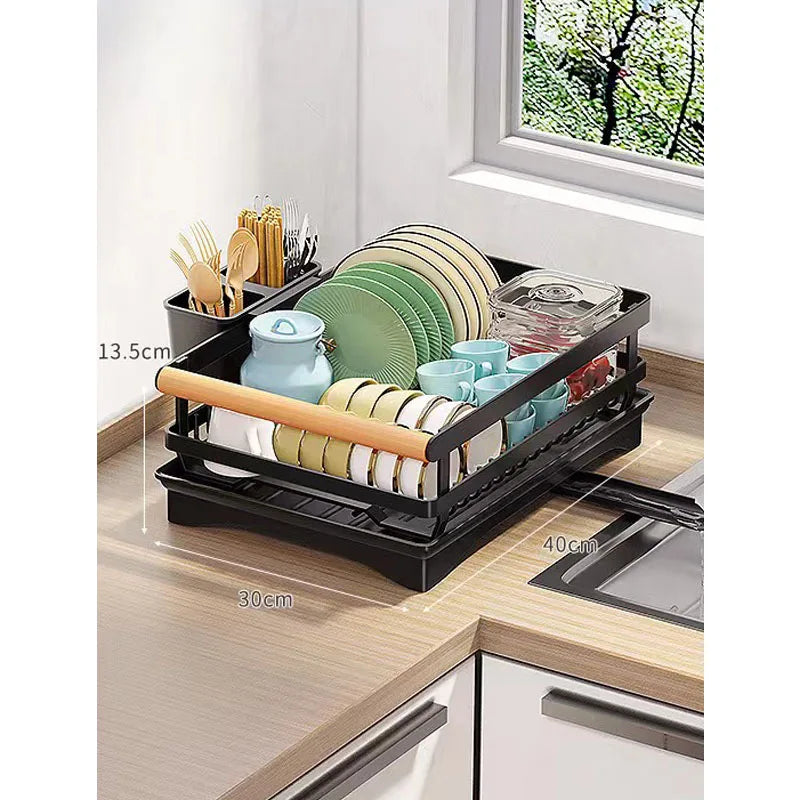 DecorBites Kitchen Sink Organizer Dish Drying Rack black plastic, multi-tier on Tampa Home & Garden Store