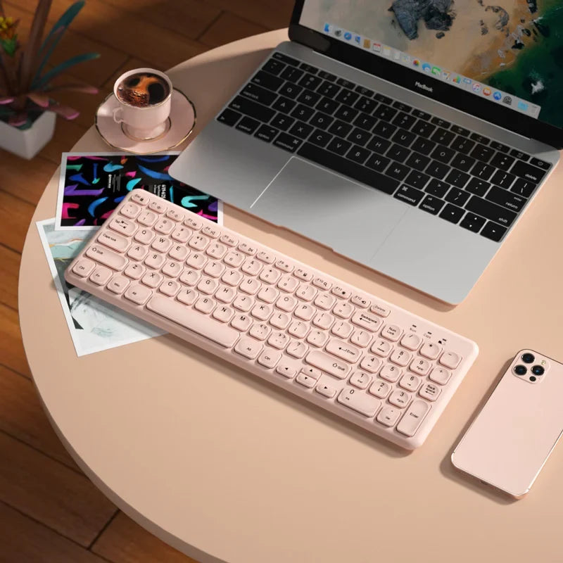 Pink-purple wireless keyboard and mouse set, ultra-thin ergonomic kit, on Tampa Home & Garden Store