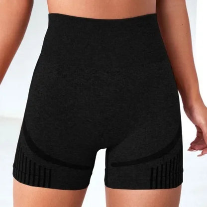 Women Yoga Shorts high waist black seamless fabric with ribbed hem UpTrend Deals on Tampa Home & Garden Store