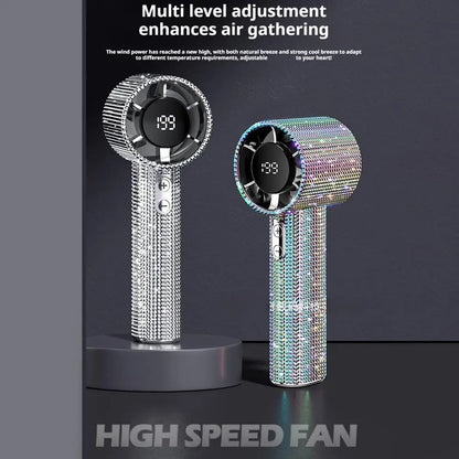 Portable Hand Fan | High-Speed Turbo Misting Fan with 199 Speed Levels | Rechargeable Design for Efficient Cooling