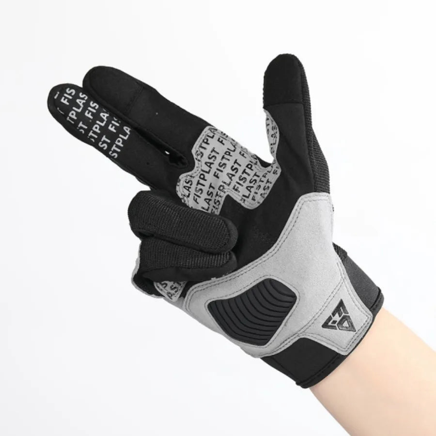 Motorcycle gloves BikerZoneZ gray and black with padded palm and touch-screen fingertips on Tampa Home & Garden Store