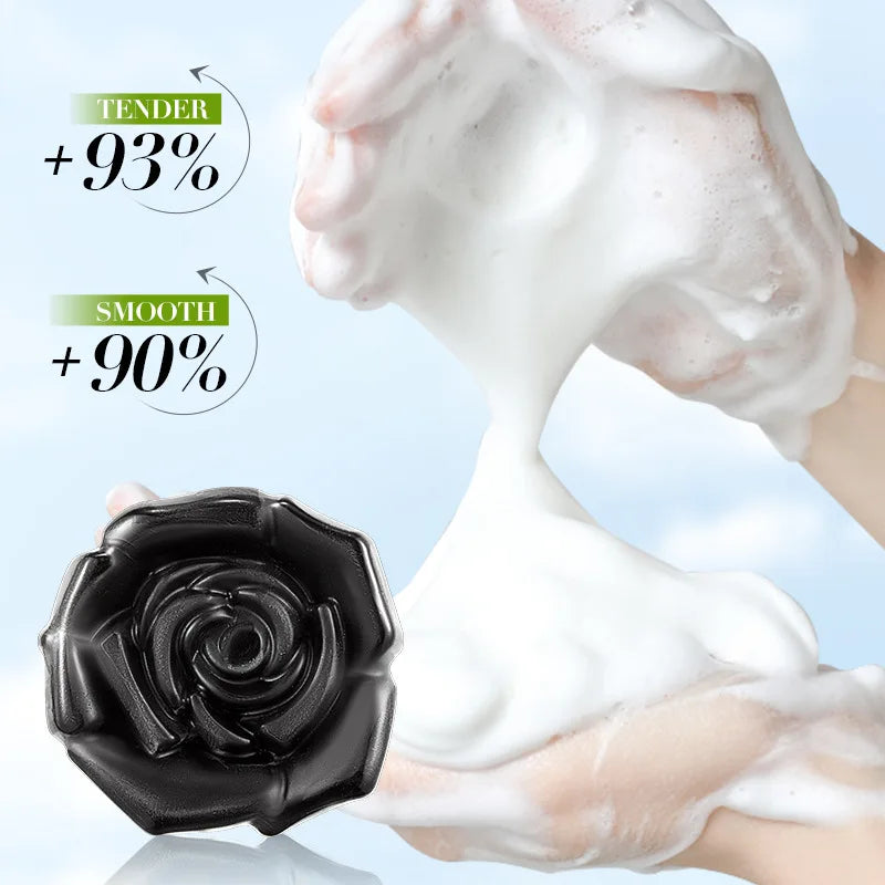 Bamboo charcoal soap bar by Silcy Skin black rose with foamy cleansing lather hydrating on Tampa Home & Garden Store
