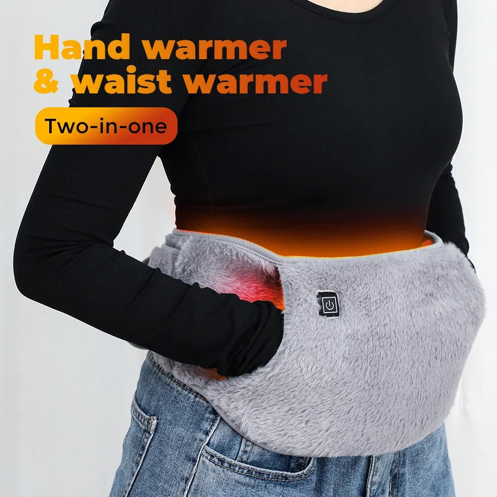 Silcy Skin graphene heating pad two-in-one hand and waist warmer with plush gray belt USB on Tampa Home & Garden Store