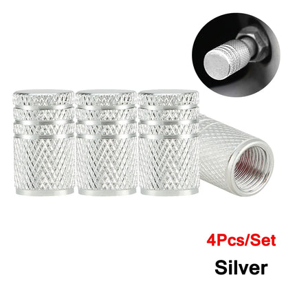 Valve stem caps 4pcs set silver knurled metal tire accessories by BikerZoneZ on Tampa Home & Garden Store