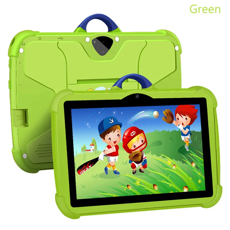 New Cartoon Pattern Kids Tablet 7-inch in green rugged case with blue handle on Tampa Home & Garden Store